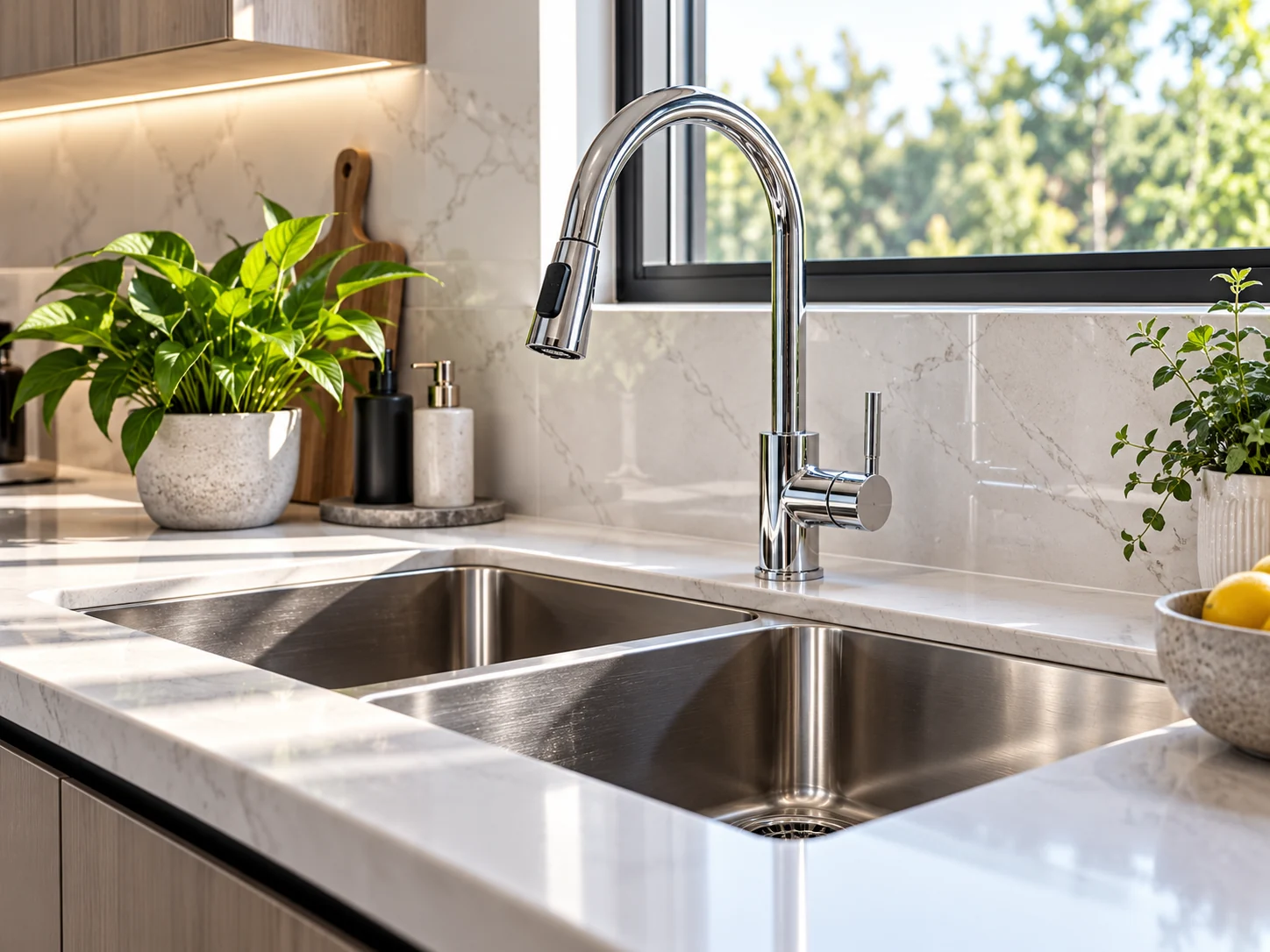 Illustrative kitchen sink plumbing